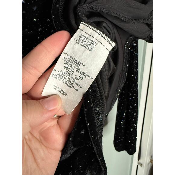 Y2k vintage Jessica McClintock black velour sparkly off the shoulder blouse - Picture 3 of 7